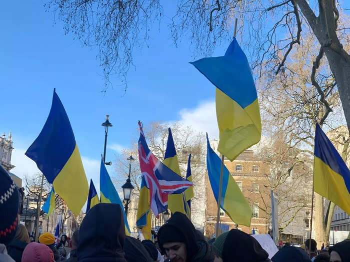 People at the protest had been in touch with family members and friends in Ukraine.