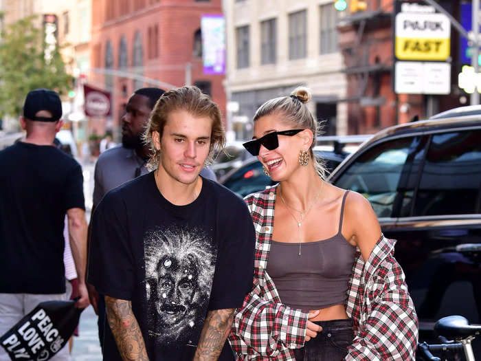 Two days later, they were spotted again, this time with Justin wearing an Albert Einstein graphic tee, and Hailey showing off her take on 