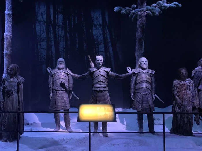 The tour is packed with original costumes, props, and sets used in filming. The first section of the tour — Beyond the Wall — features original costumes worn by The Night King and Jon Snow.