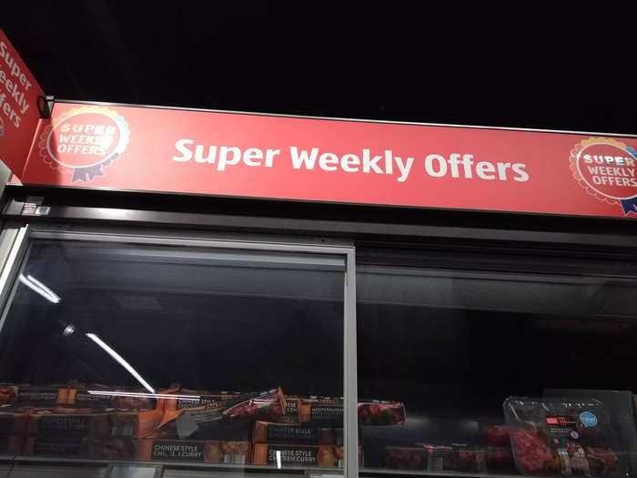 Offers were advertised throughout the store, including a refrigerated section dedicated to "super weekly offers" ...