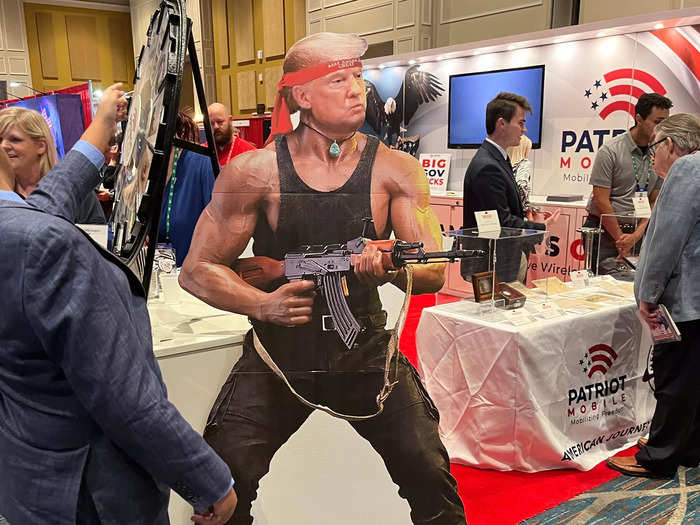 One booth had a cut-out of Trump