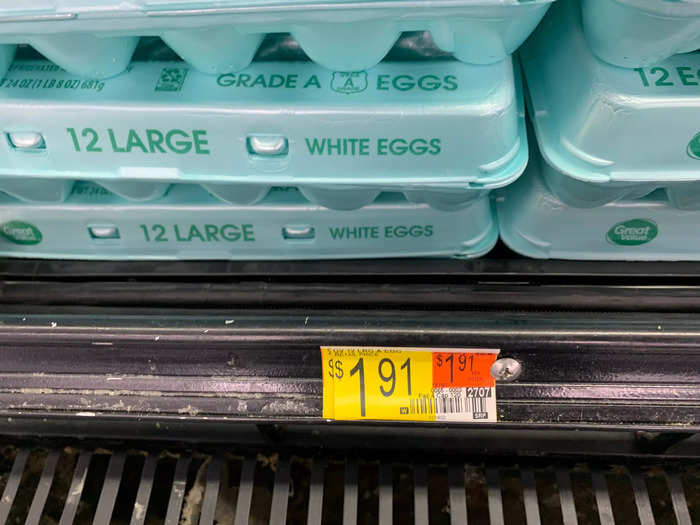 Aldi also had a slightly lower price on eggs by only 2 cents.