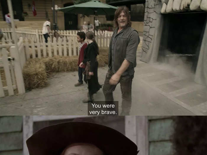 Judith calls her brother "very brave," as they come out of a haunted maze in a nod back to season 10.