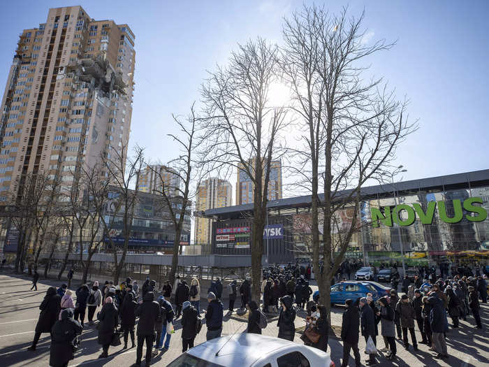 The curfew lifted on Monday morning, at 8 a.m. local time. Long queues formed outside grocery stores as civilians stocked up on necessities.