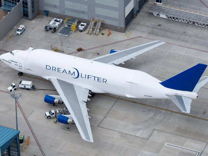 The oversized aircraft joined the likes of the Boeing 747-400LCF Dreamlifter...