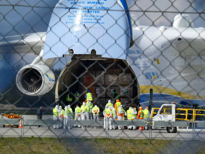 In spring 2020, the plane flew from Tianjian, China to Warsaw, Poland with a 100-ton payload, which included face masks, COVID-19 tests, and other personal protective equipment.