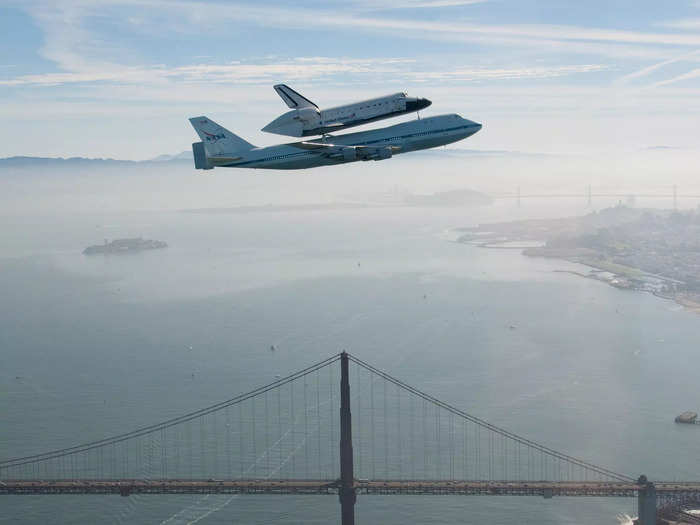 While NASA simply strapped its space shuttle to the top of a Boeing 747 for long-range transport...