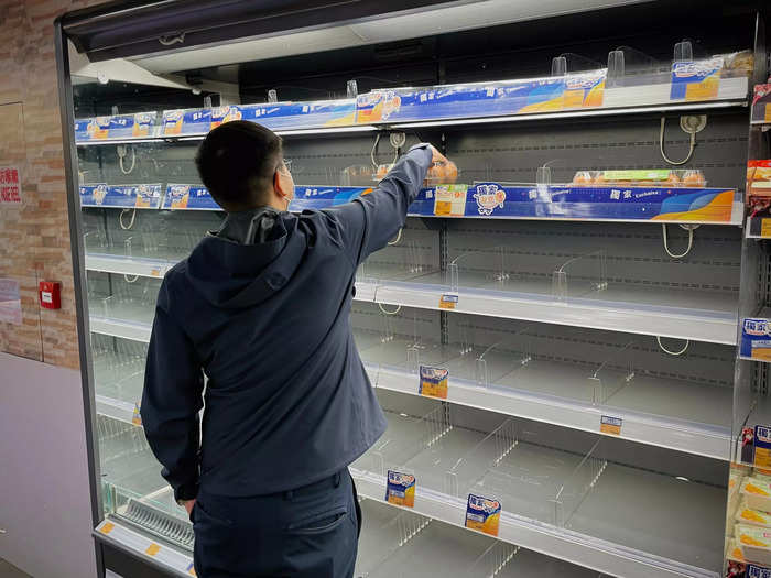 Goods such as eggs, fresh pork, vegetables, and bread were sold out at a busy store in Causeway Bay, SCMP reported.