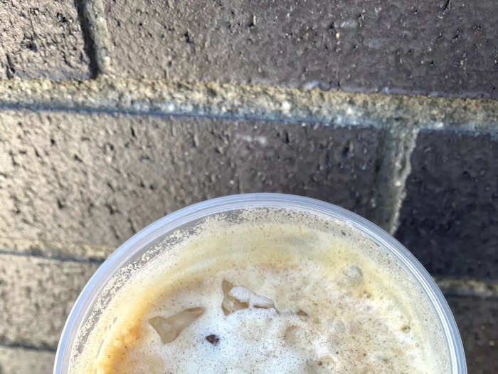 The only visual difference between the Iced Toasted Vanilla Oatmilk Shaken Espresso and the Iced Brown Sugar Oatmilk Shaken Espresso was their foamy tops.