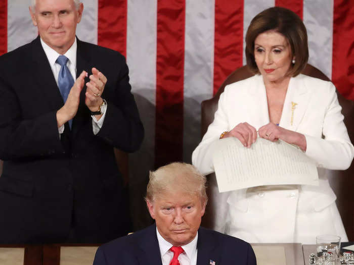 Pelosi ripped up a copy of Trump