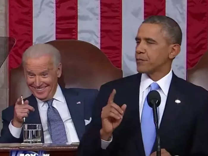 Former Vice President Joe Biden pointed during Obama