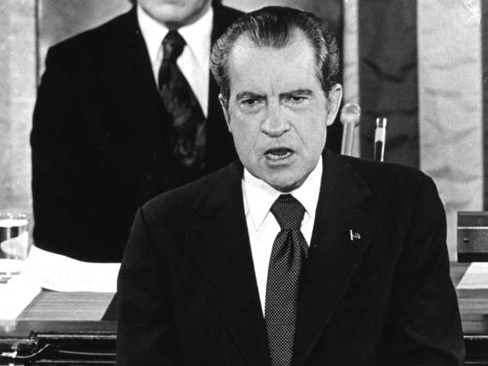 Nixon called for an end to the Watergate investigation during his State of the Union address in 1974.