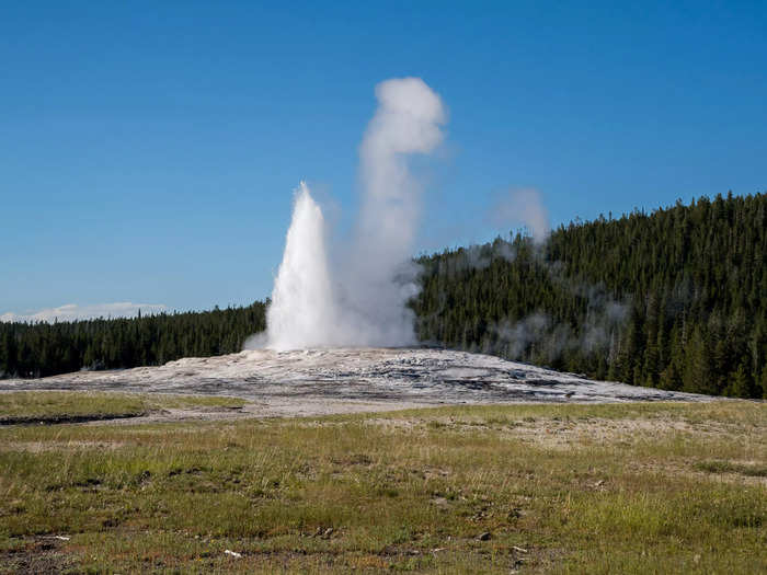 The basin is also where Old Faithful is located. While not the biggest in the park, the geyser does erupt the most frequently.