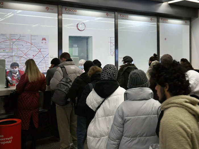 The sanctions have also led to long queues at metro stations in Moscow with Russians blocked from using sanctioned payment options to purchase train tickets and other amenities.