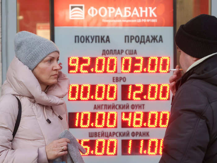 The ruble fell by 30% on Monday to a record low and has continued to depreciate since.