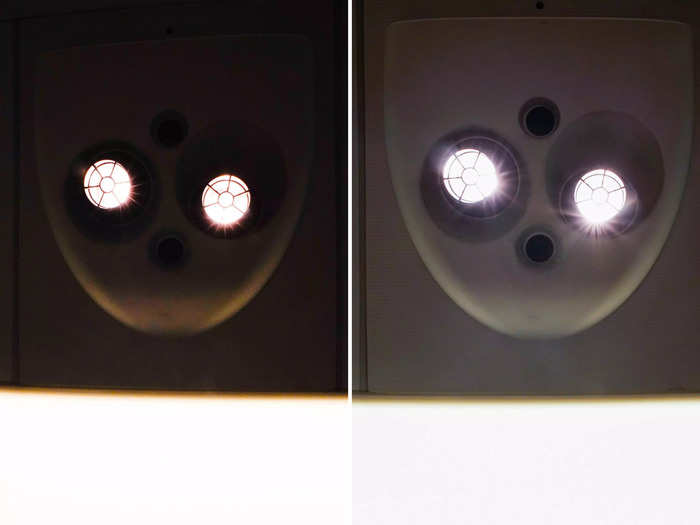 Above me, I had access to two lights with two different settings, although I didn