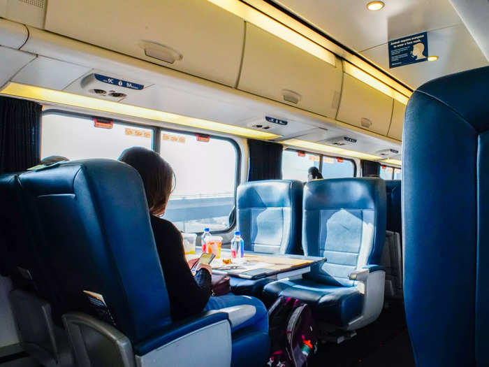 Acela is an Amtrak express train on the East Coast with only business and first-class seating.