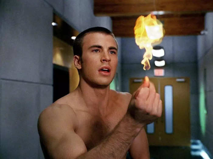 Chris Evans played Johnny Storm, aka the Human Torch, in 2004