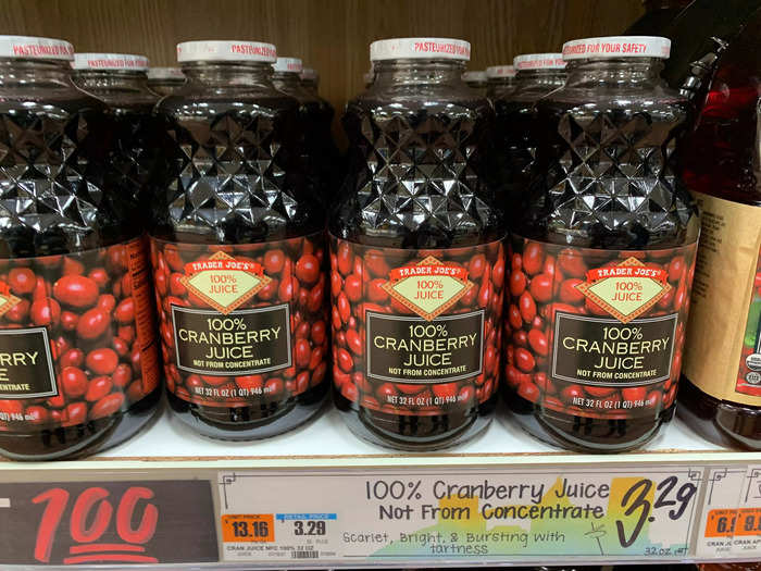 Cranberry juice was more than twice as expensive at Trader Joe