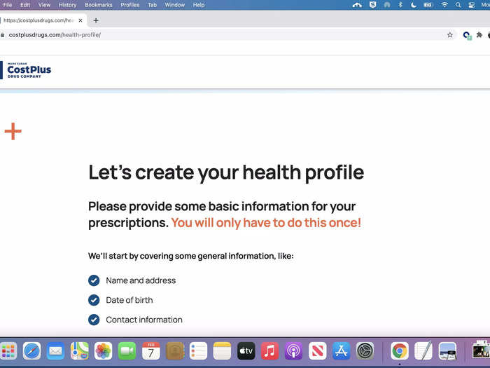 I spent about 15 minutes creating my account. The process required basic information, as well as details about your medical history.
