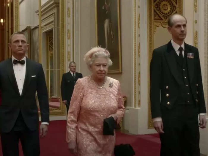 When London hosted the 2012 Olympics, the Queen participated in a skit with "James Bond" actor Daniel Craig in which she appeared to jump out of a helicopter.