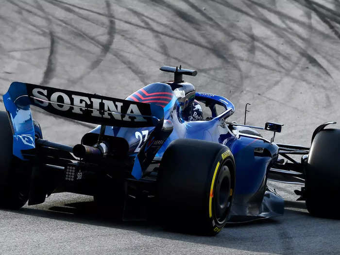 An image of the 2022 Williams F1 car during testing in Barcelona on February 25, 2022.