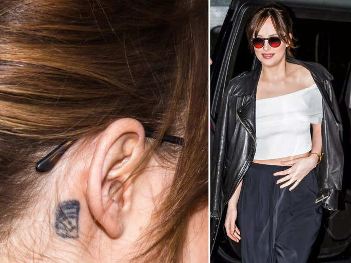 Later in 2016, Dakota Johnson stepped out in an off-the-shoulder top and updo hairstyle. In doing so, she revealed an easy-to-miss tattoo behind her ear.