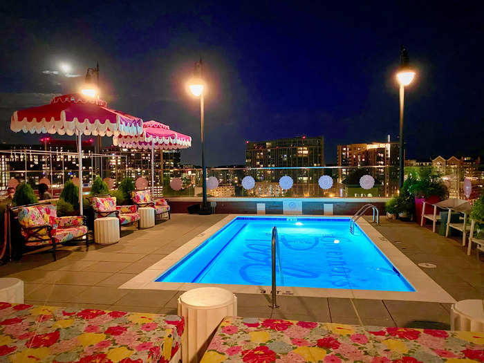 The poolside patio offers an elevated menu of food and cocktails.