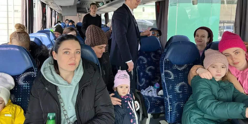People on a bus in Ukraine