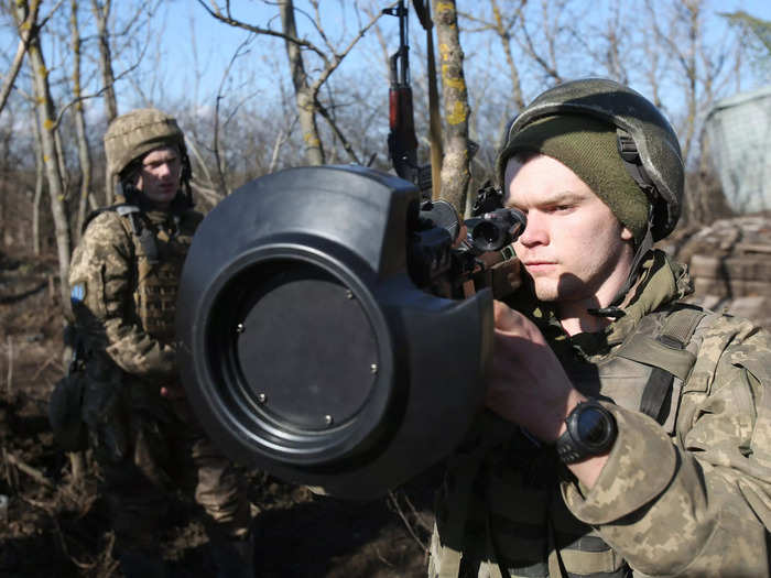 Anti-tank weapons sent by the UK are being deployed in the suburbs of the capital Kyiv