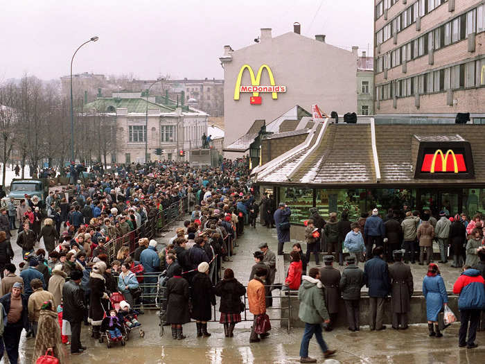 People started lining up outside the restaurant at 4 a.m., CBC reported. When the restaurant opened at 10 a.m., there was already a 500-yard line of customers waiting to get in, per The Washington Post. For many, this was likely their first time trying Western fast food.