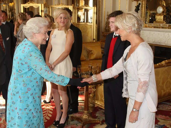 Queen Elizabeth met Helen Mirren at a performing-arts reception at Buckingham Palace in 2011.