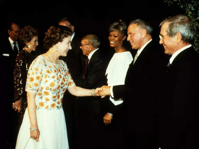 The Queen met Frank Sinatra at a Hollywood party in 1983.