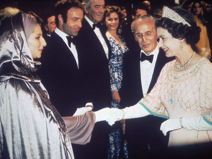 The Queen attended the premiere of the "Funny Girl" sequel "Funny Lady" in 1975, where she met Barbra Streisand.