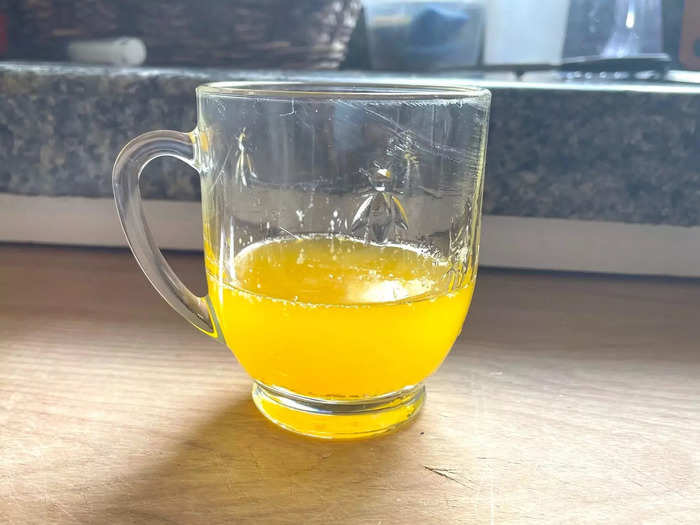 I then used a ladle to move the clarified butter into a glass.