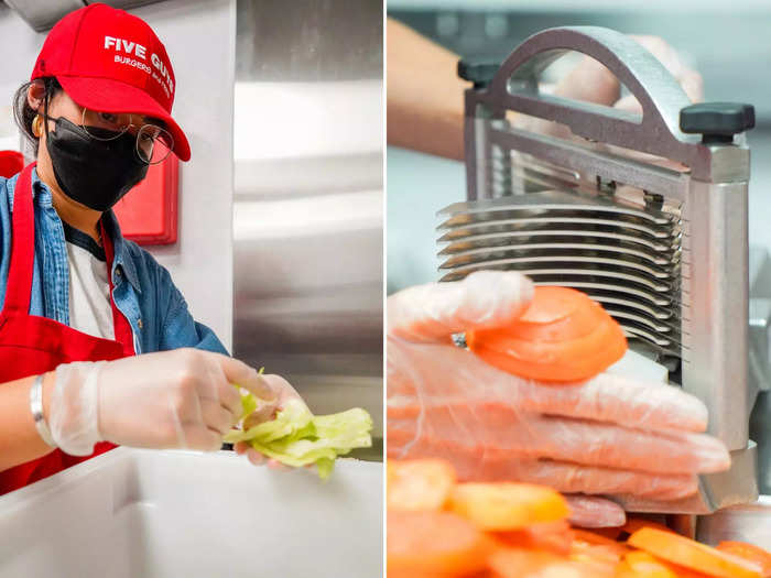 Prepping those toppings is a whole other task that gets done at the start of each day, and each item only lasts so long.