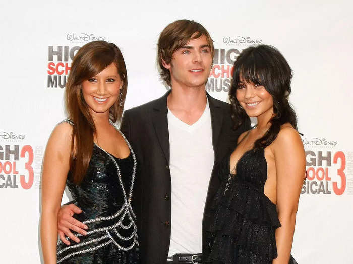 Vanessa Hudgens hit a 2008 "High School Musical" red carpet in a daring, little black dress. The tiered design had a halter top with a deep neckline and sparkles from top to bottom.