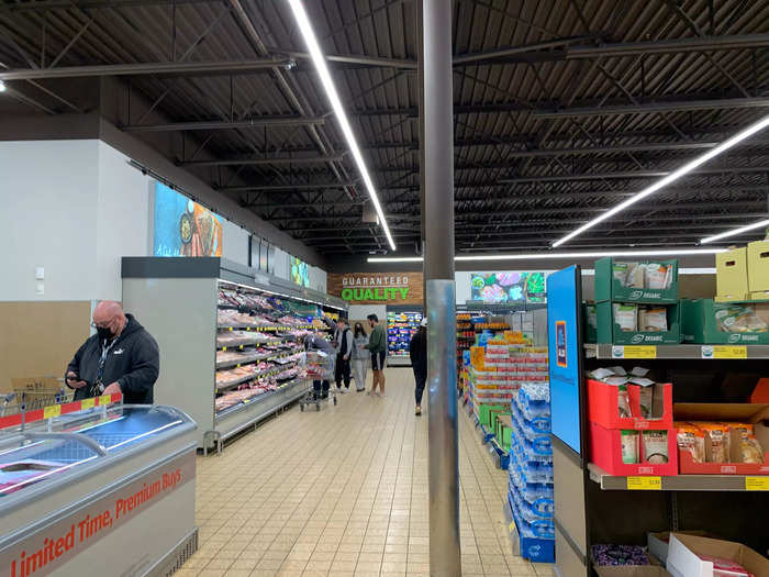 Next to the meat there was a large freezer section with frozen meals, snacks, and desserts.