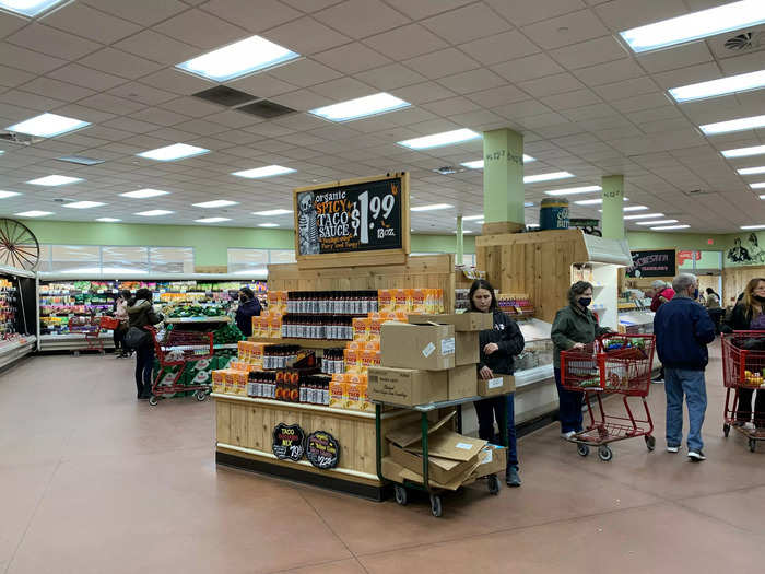 Inside the main area of the store, the space is mostly wide open. Displays and aisles don