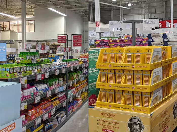 At both stores, the supplements and healthcare aisles are toward the left front, near the checkout.