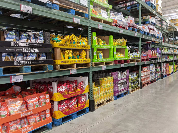 The snack selection is enormous at Costco.