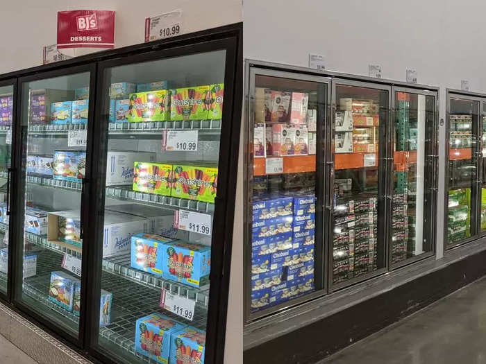 Frozen foods are displayed the same way at BJ