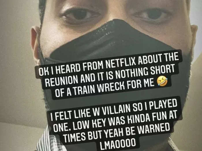 Shake also posted an Instagram story where he said the upcoming reunion special was "nothing short of a train wreck" for him.