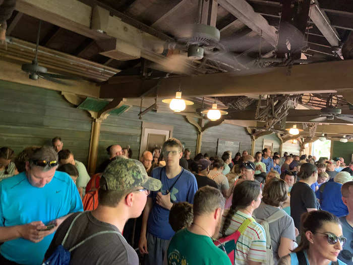 Line queues for attractions, shows, character photos, or dining and shopping are no longer socially distant. We were surprised by how tight the crowds were.