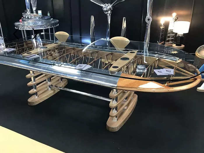 …and a specially made conference table made from a Boeing Stearman plane.