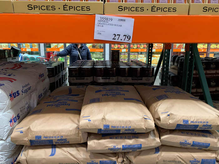 While the large bags might be convenient for bakers, the price per ounce on both staples works out to just about the same as smaller bags from Walmart and Aldi.