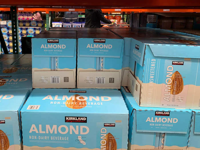 Costco sells almond milk in bulk, 12 quarts at at a time. The price per quart is just 99 cents, far less expensive than Walmart or Trader Joe