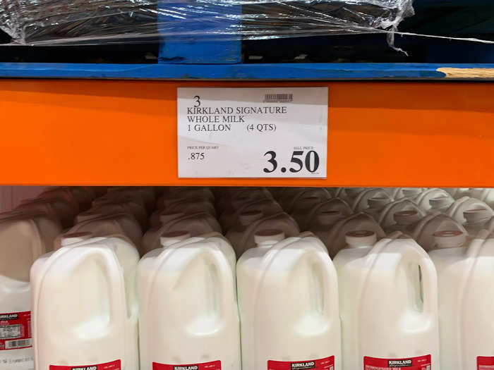 I was surprised to find that a gallon of whole milk at Costco was actually more expensive than at Aldi, Walmart, and even Trader Joe