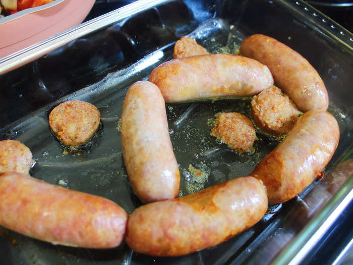 After about 30 minutes of cooking, my sausages were crispy and ready to eat.