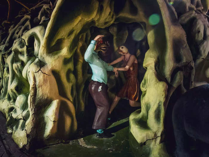 I ventured into the park once more that night to check out some of the most bizarre dioramas, including a chicken-headed prostitute luring a man into a cave.